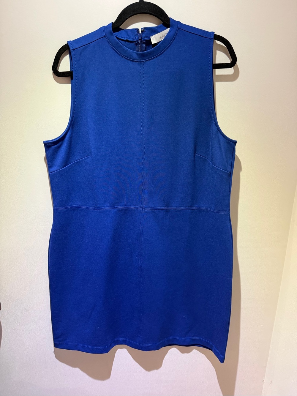 LOFT Sleeveless Crew Neck Ponte Shift Dress Cobalt Blue Zip Back Women’s XL